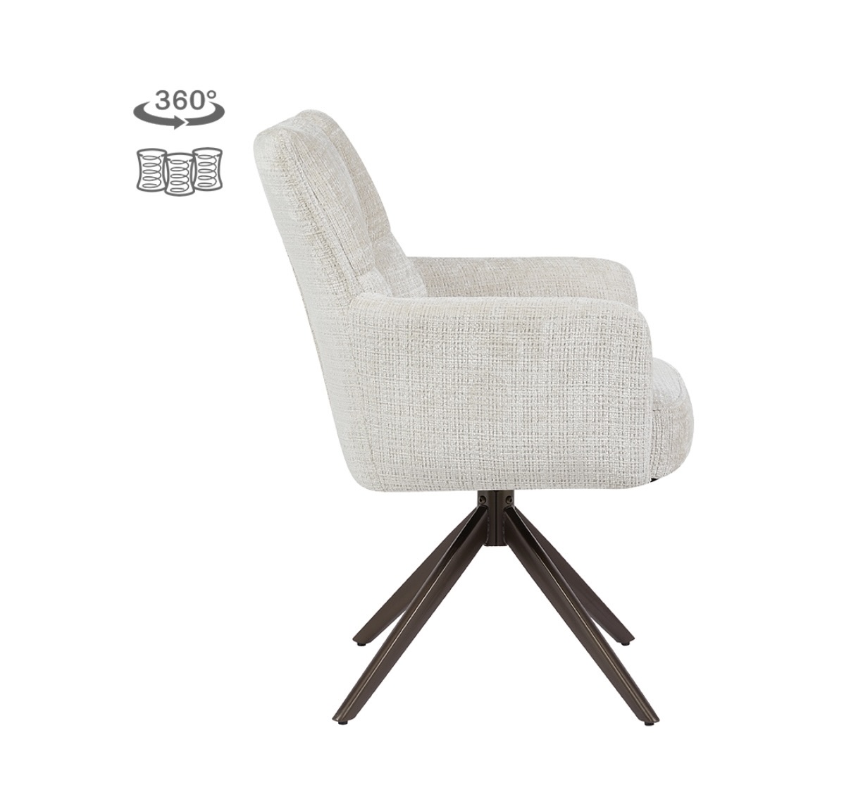 Eetkamerstoel Bardi Beige Draaibaar | Dubbelman Design