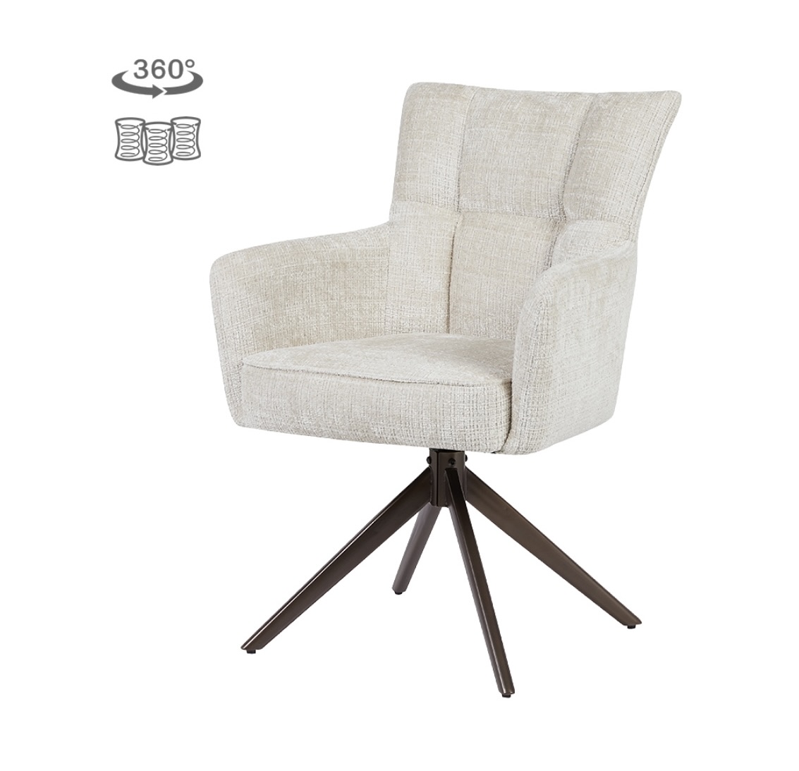 Eetkamerstoel Bardi Beige Draaibaar | Dubbelman Design