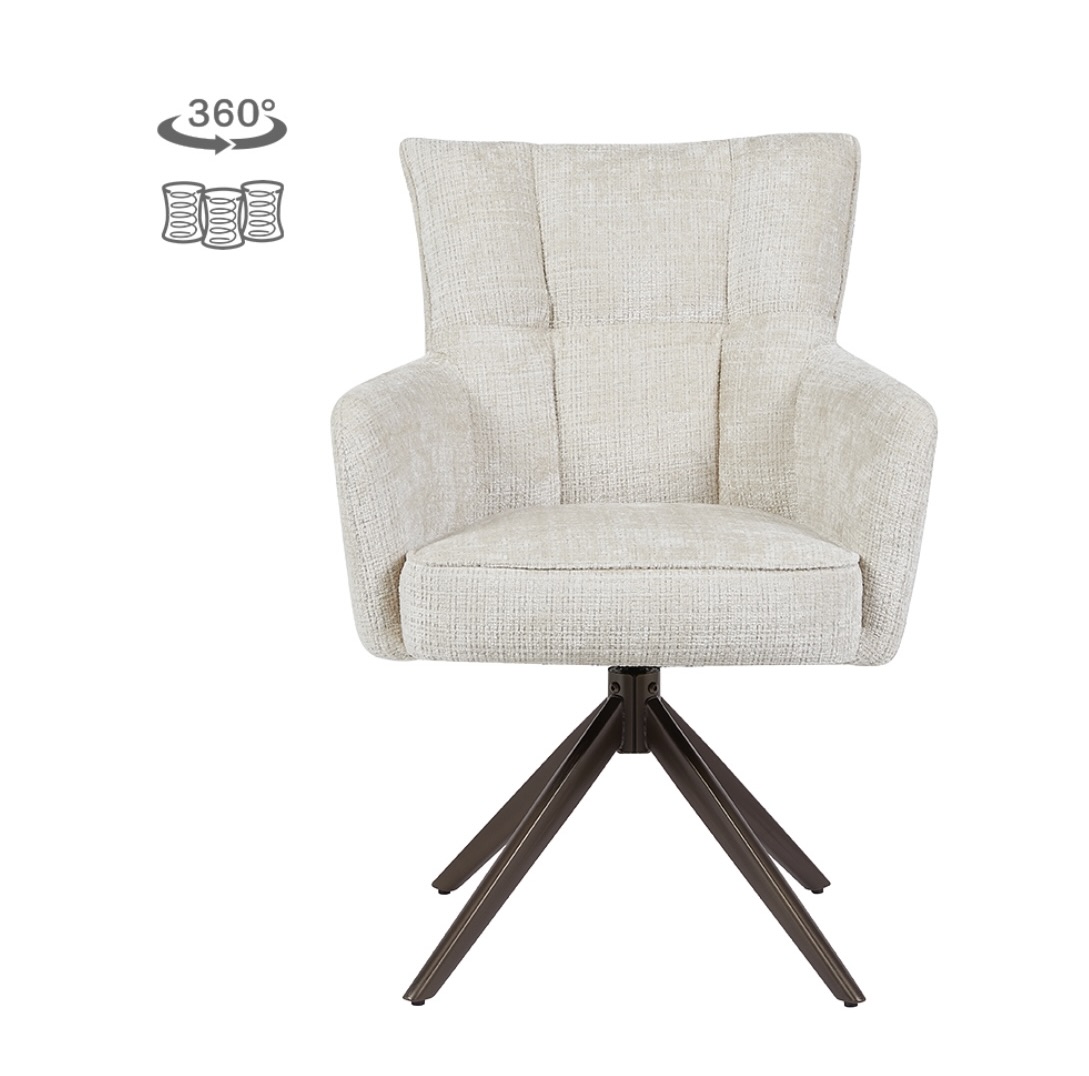 Eetkamerstoel Bardi Beige Draaibaar | Dubbelman Design