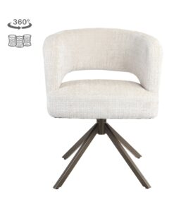 Draaibare eetkamerstoel Mura Cremona 02 Sand met Anodic Brown onderstel en pocketvering