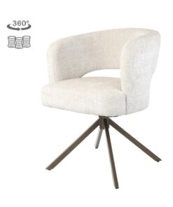 Draaibare eetkamerstoel Mura Cremona 02 Sand met Anodic Brown onderstel en pocketvering