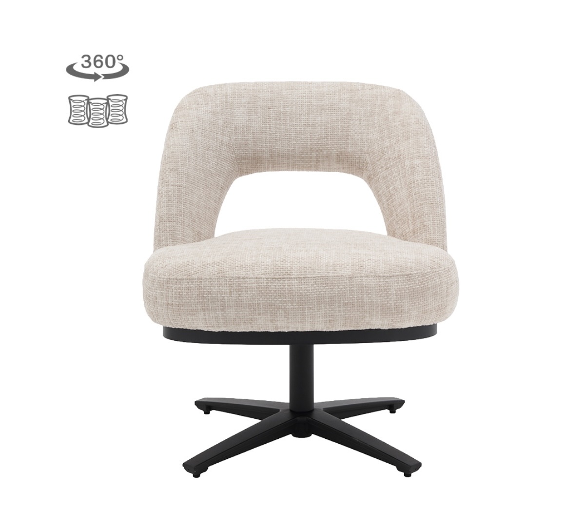 Eetkamerstoel Caldes Ted 24 Off White draaibaar met pocketvering