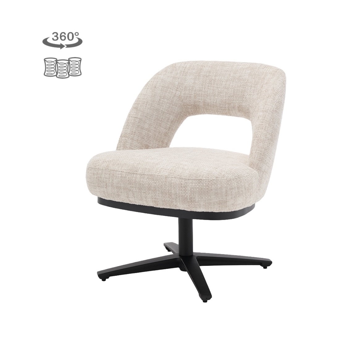 Eetkamerstoel Caldes Ted 24 Off White draaibaar met pocketvering