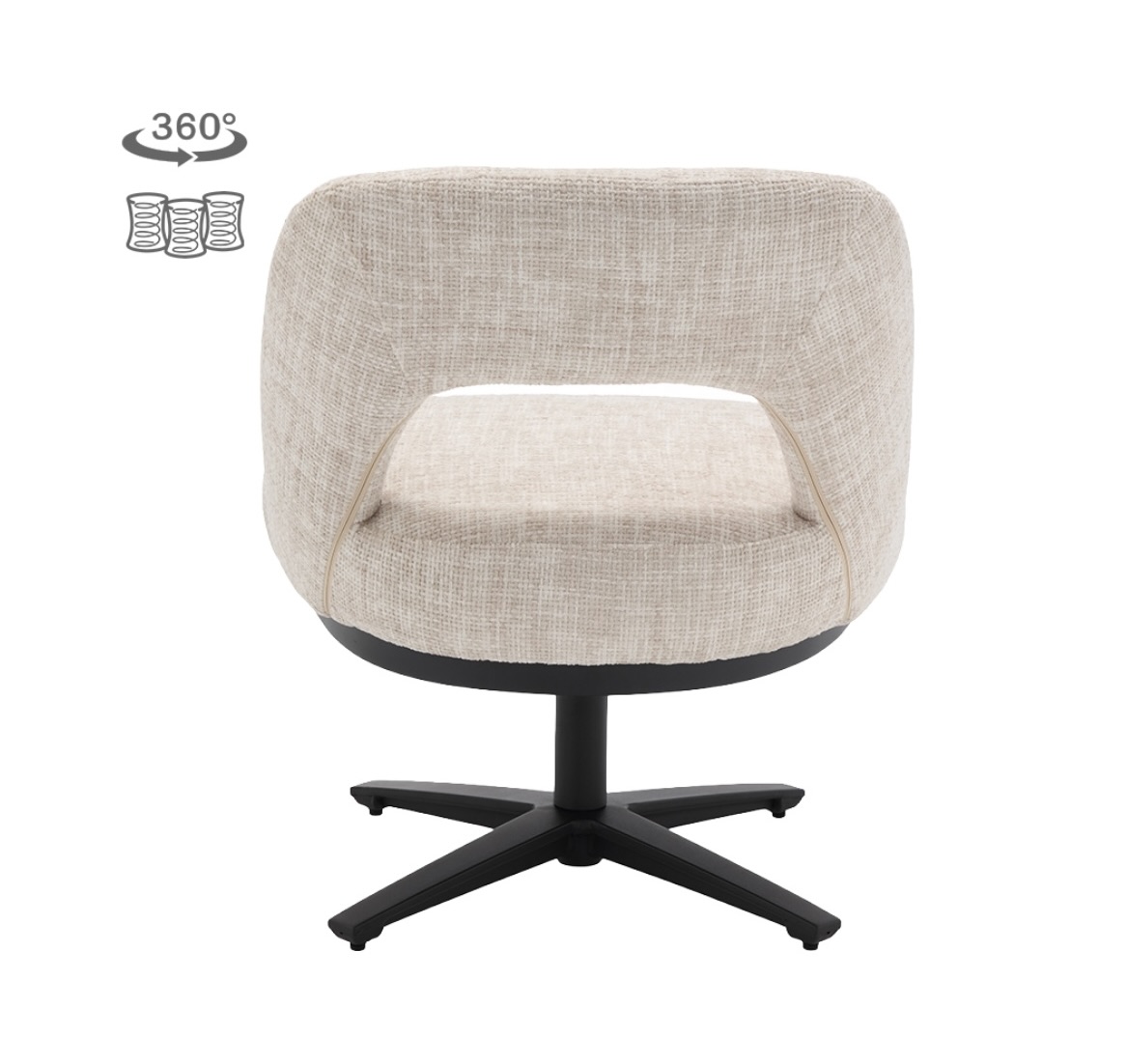 Eetkamerstoel Caldes Ted 24 Off White draaibaar met pocketvering