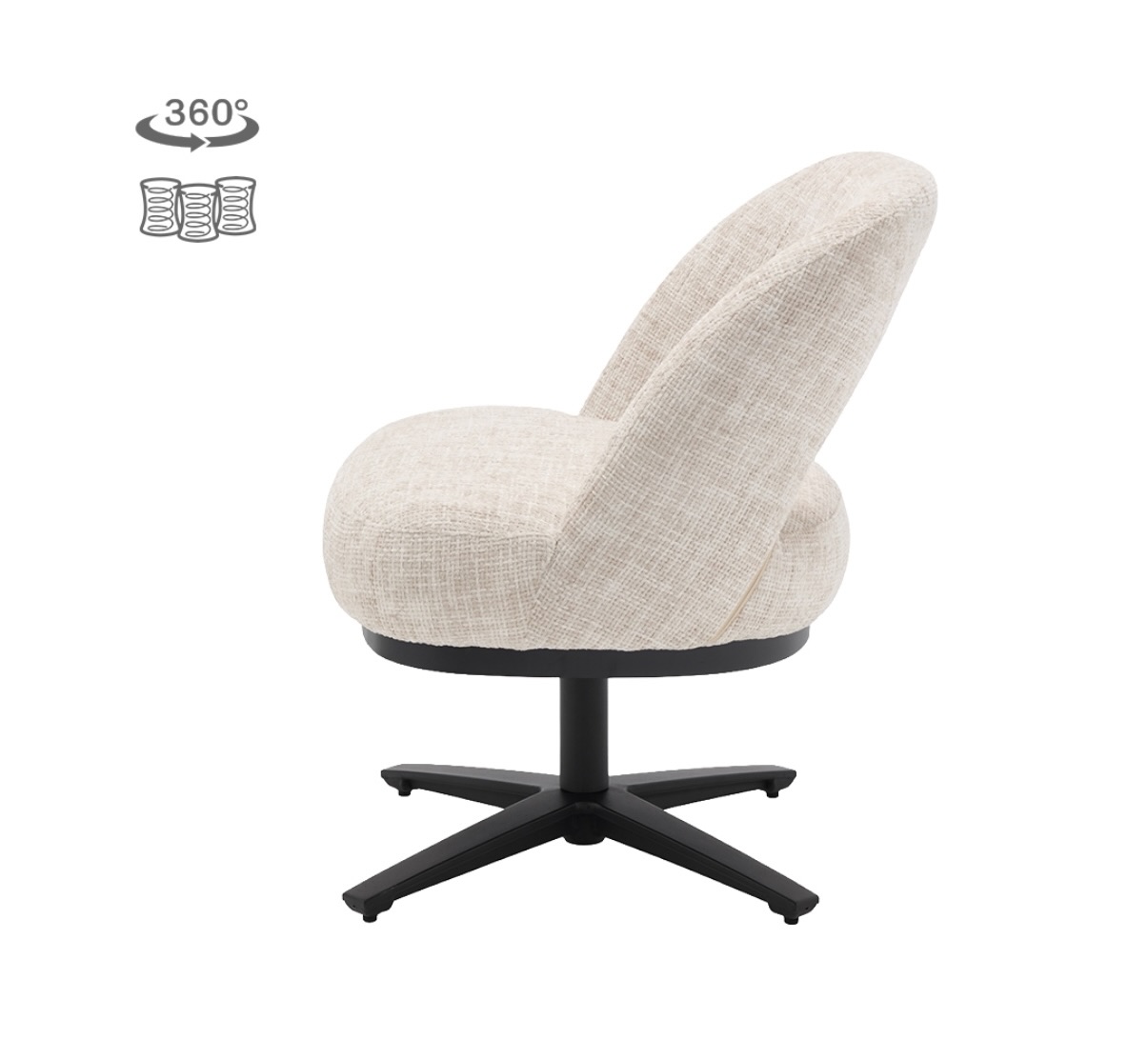 Eetkamerstoel Caldes Ted 24 Off White draaibaar met pocketvering