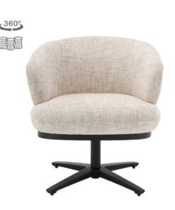 Eetkamerstoel Perca Off White draaibaar met pocketvering en armleuningen – Dubbelman Design