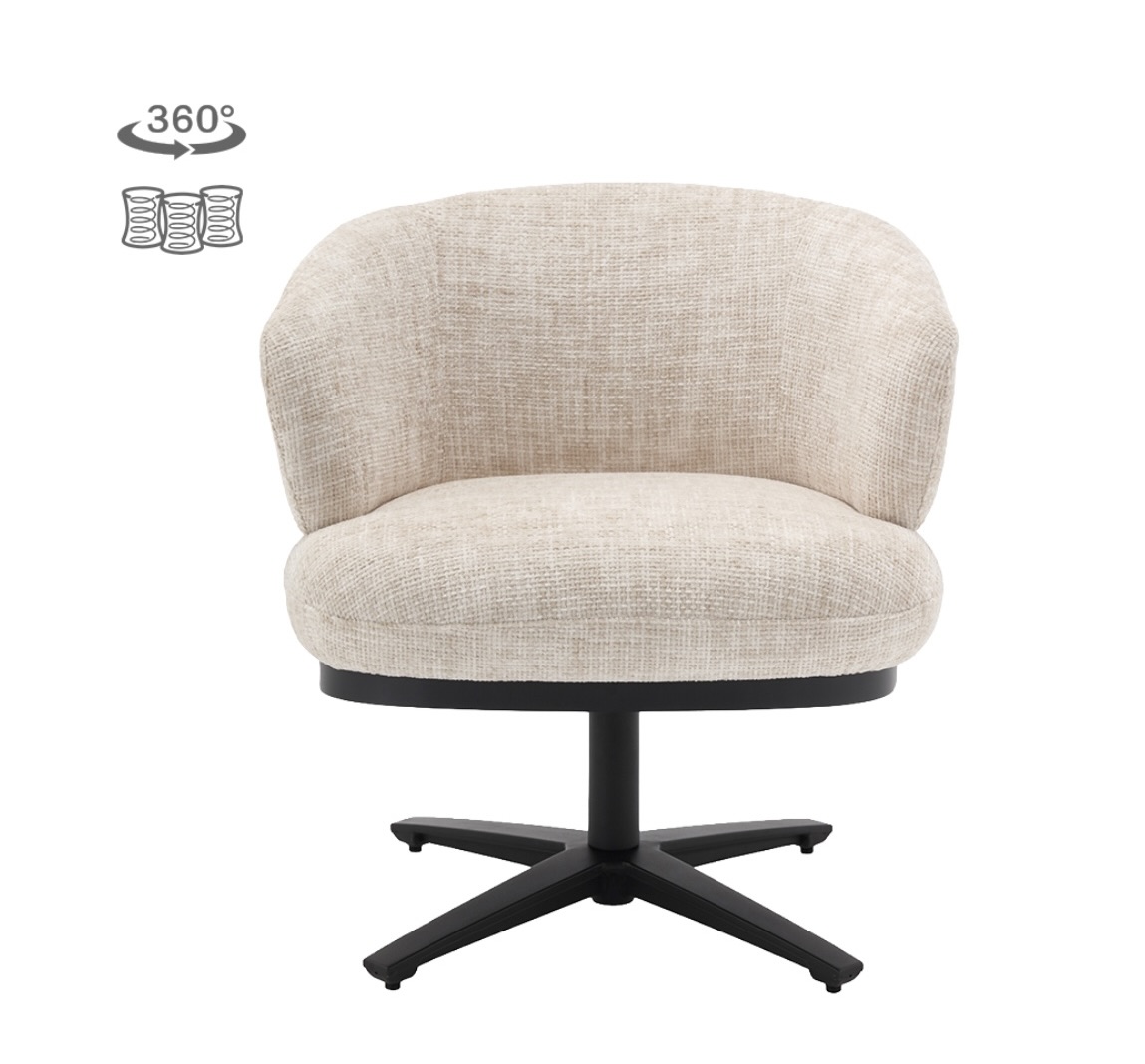 Eetkamerstoel Perca Off White draaibaar met pocketvering en armleuningen – Dubbelman Design