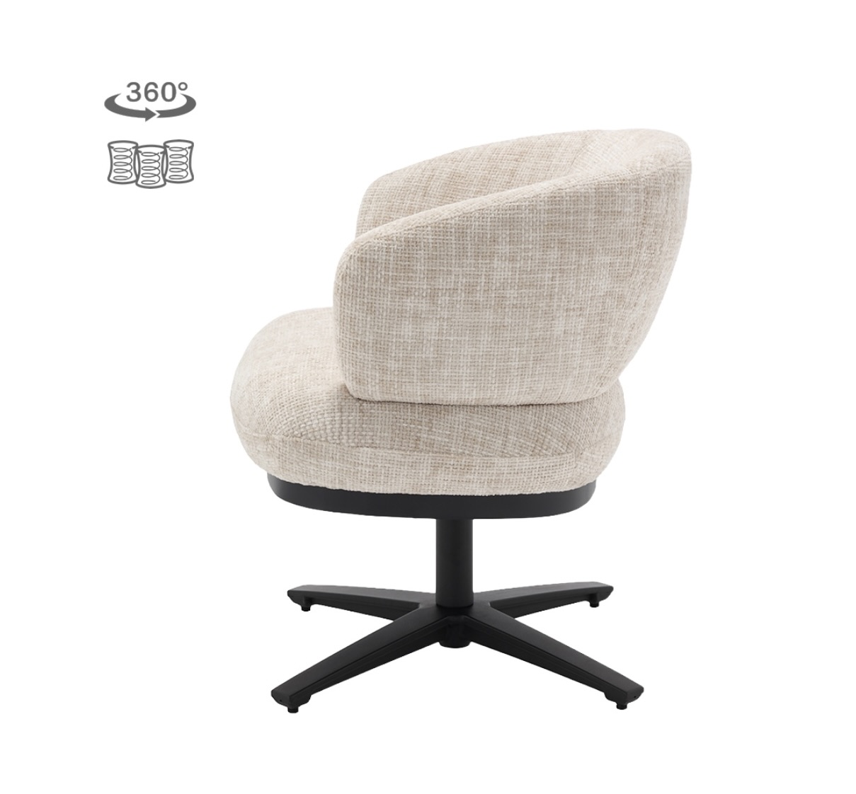 Eetkamerstoel Perca Off White draaibaar met pocketvering en armleuningen – Dubbelman Design