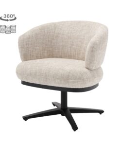 Eetkamerstoel Perca Off White draaibaar met pocketvering en armleuningen – Dubbelman Design