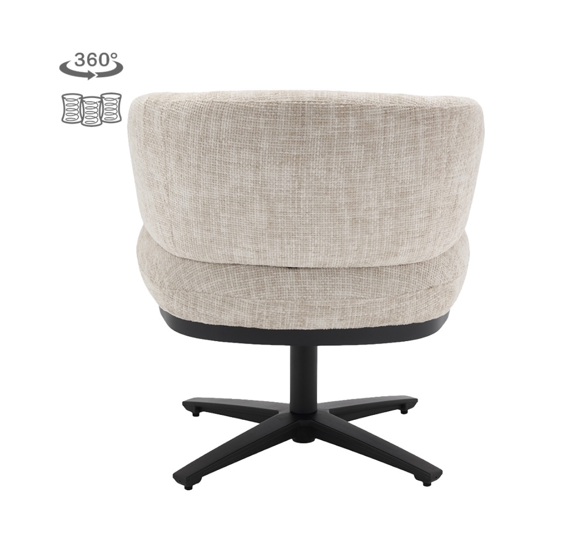 Eetkamerstoel Perca Off White draaibaar met pocketvering en armleuningen – Dubbelman Design