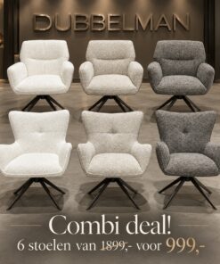 set van 6 eetkamerstoelen Dubbelman Design